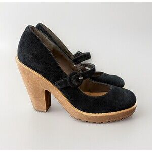 Steve Madden Meliny Black Suede Platform Mary Jane Chunky Heel Pumps Shoes 9.5